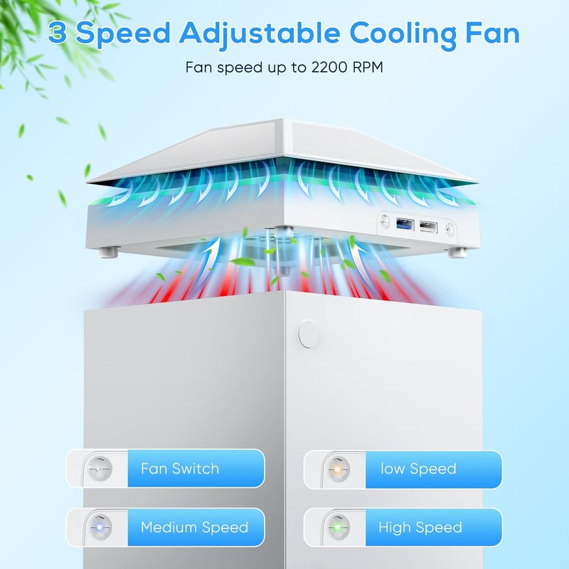 FASTSNAIL Cooling Fan with Dust Cover for Xbox Series X, Cooling System Top Fan with RGB Light, 3.0 &2.0 USB Port, Dust Proof Filter, Low Noise with 3 Gears, Rubber Dust Plugs for Xbox Accessories - Image 4